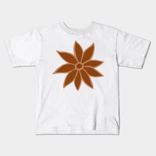 70's Inspired Brown Flower Kids T-Shirt